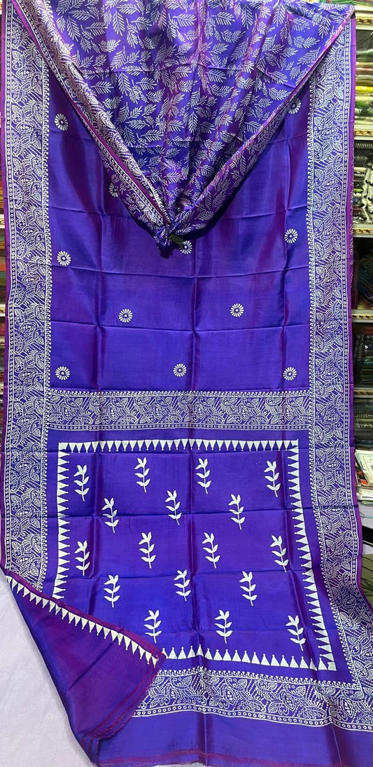 Bishnupur pure silk saree silk mark certified royal blue