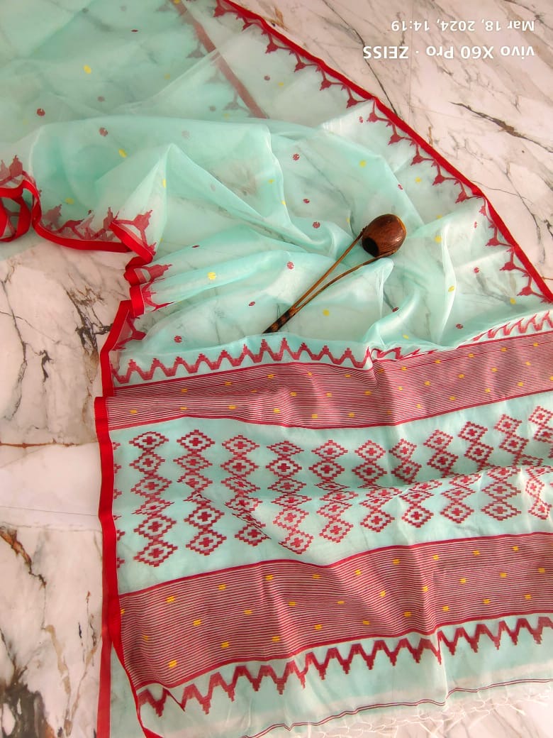 Muslin jamdani saree of Bengal - Sky