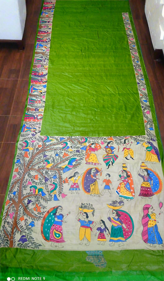 Madhubani hand painting tussar saree