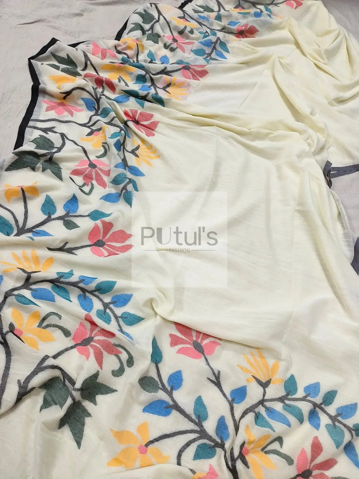 Hand made Cotton Jamdani saree Putul's Fashion