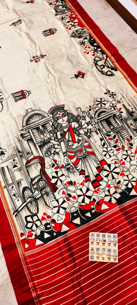 Hand-Painted Pattachitra on Pure Garad Silk | Silk Mark Certified