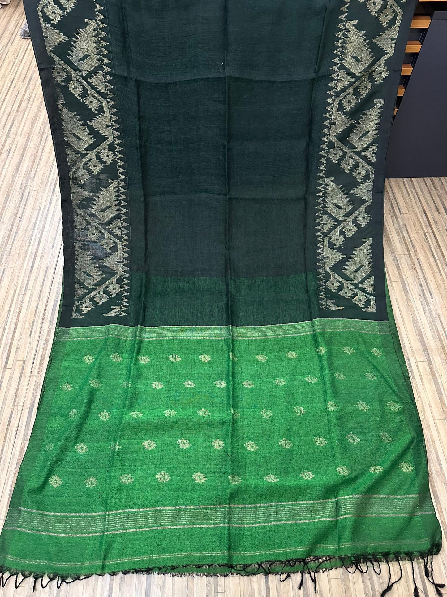 Linen karat jamdani firoza colour - Dar green