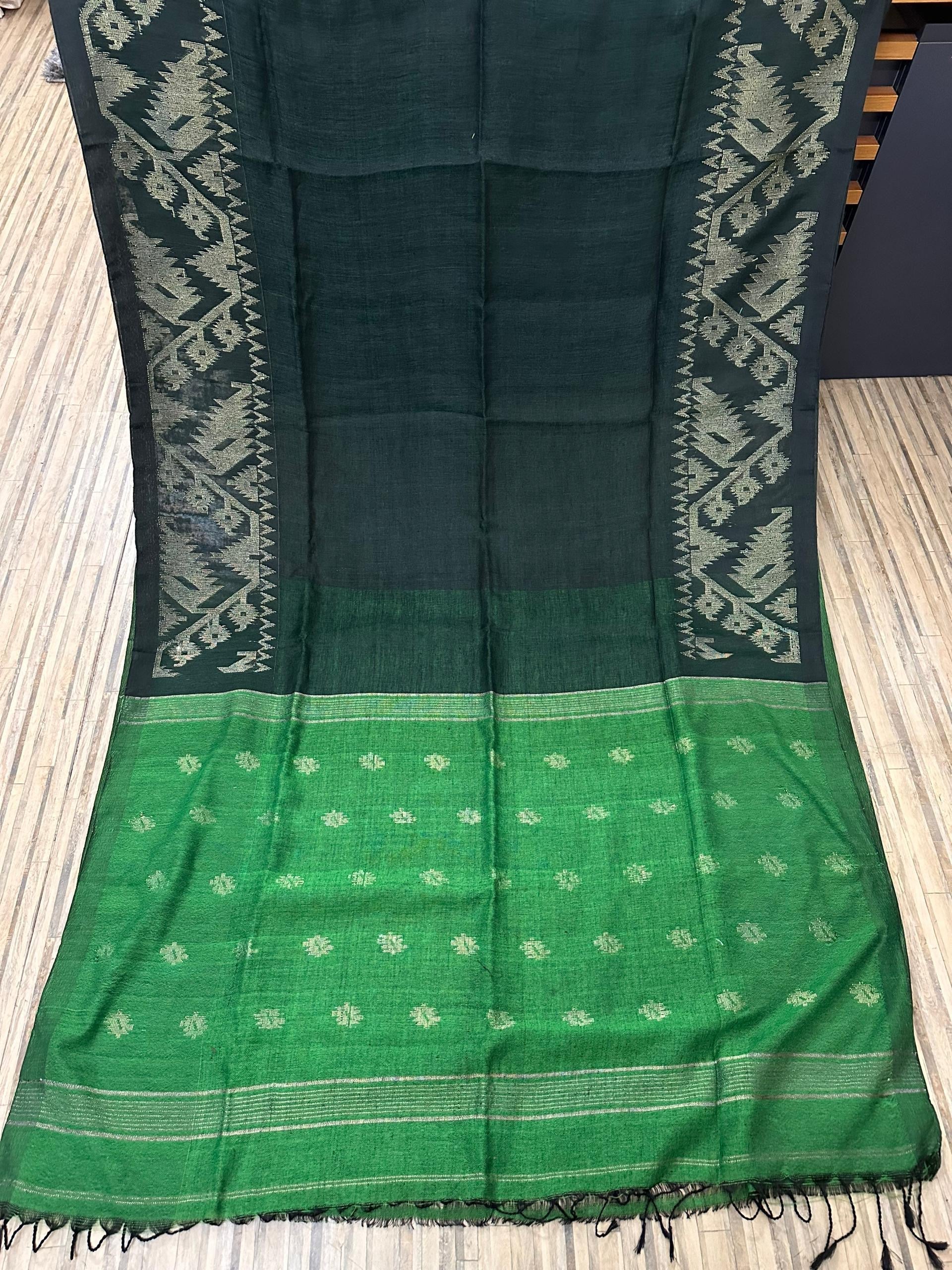 Linen karat jamdani firoza colour - Dar green