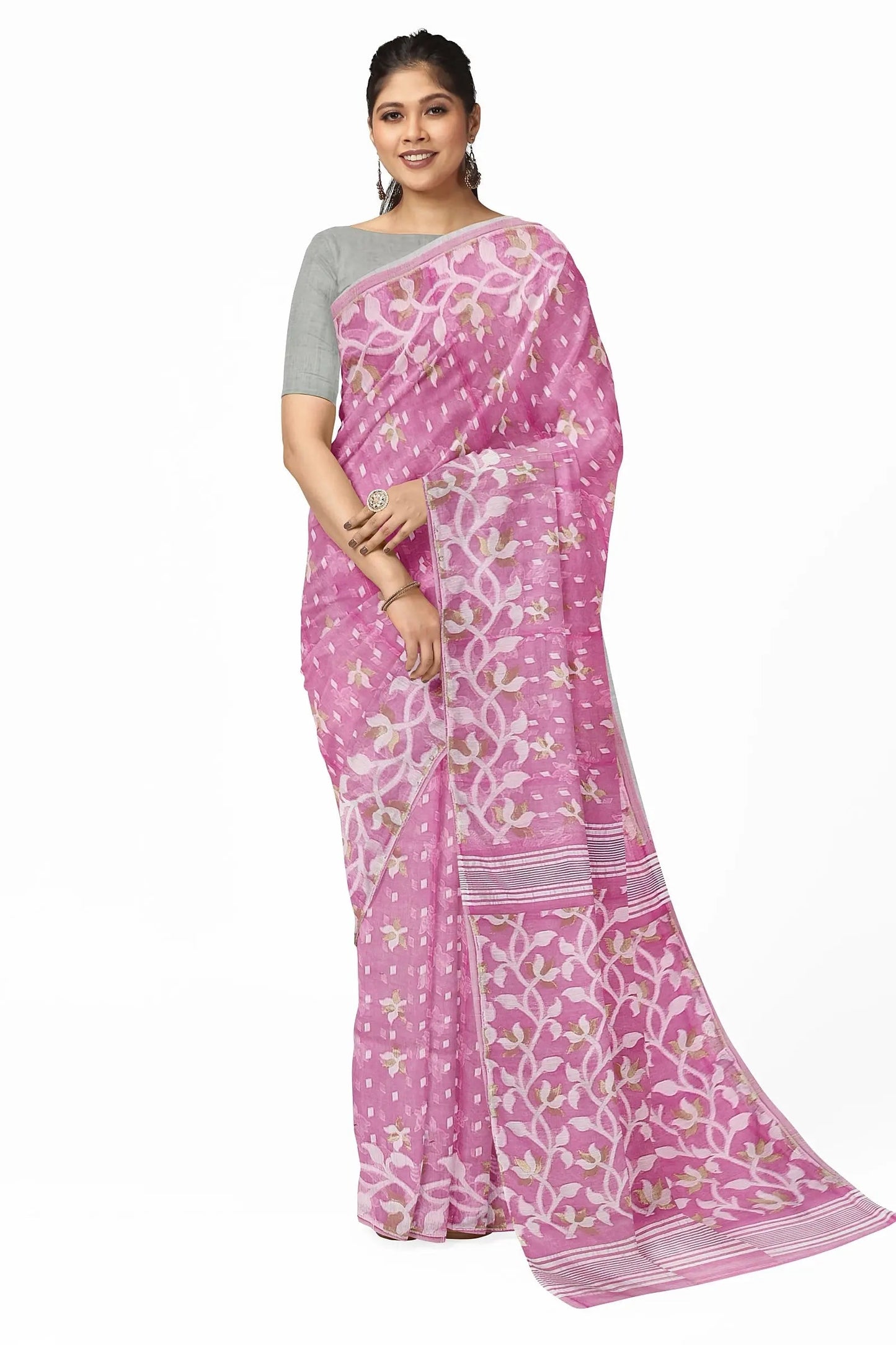 Bengal Jamdani Belpata Pink