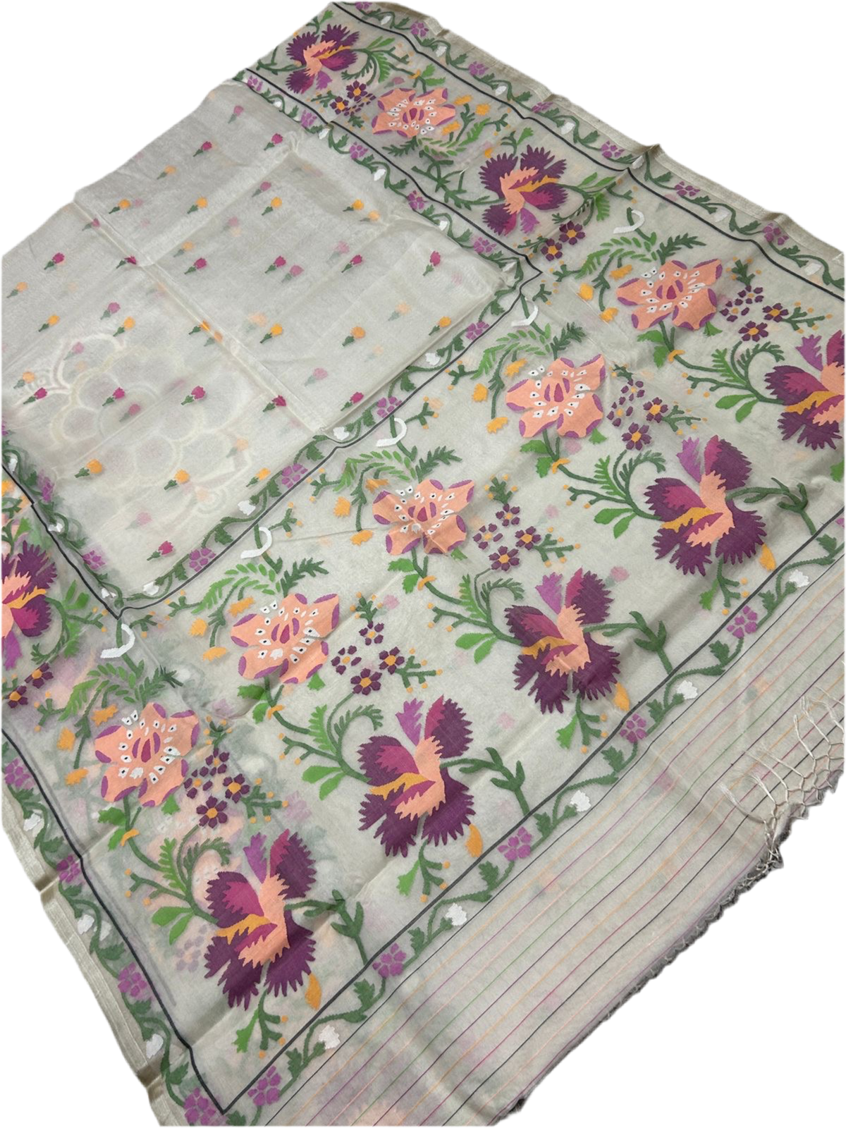 Muslin tantuj hand weaving jamdani saree - Tantuj muslin
