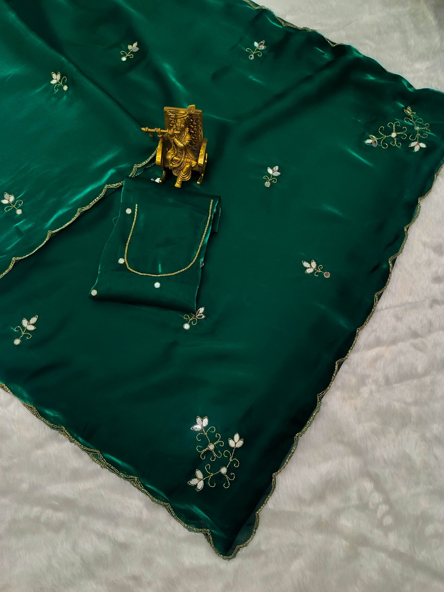 Bottle green Jimmy choo saree with handwork khatli work