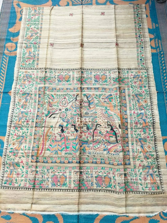 Tussar silk Gicha pallu Madhubani print Putul's fashion