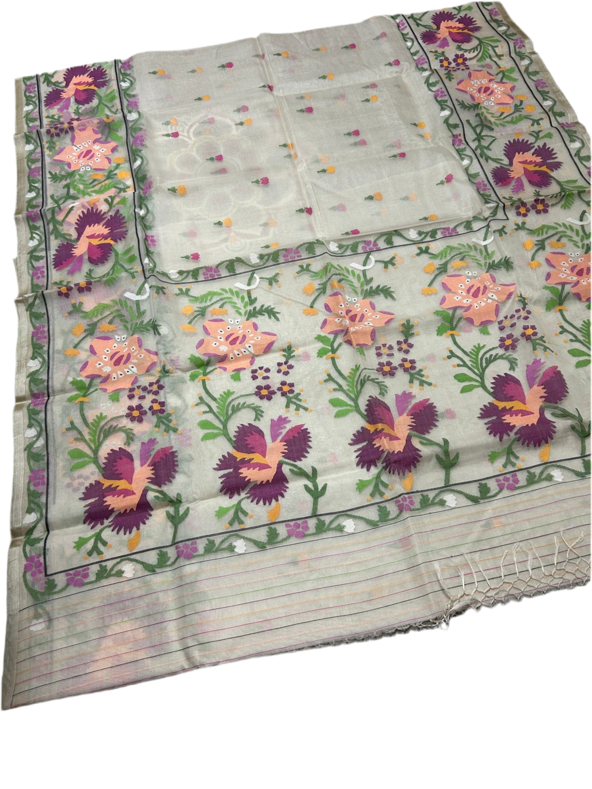 Muslin tantuj hand weaving jamdani saree