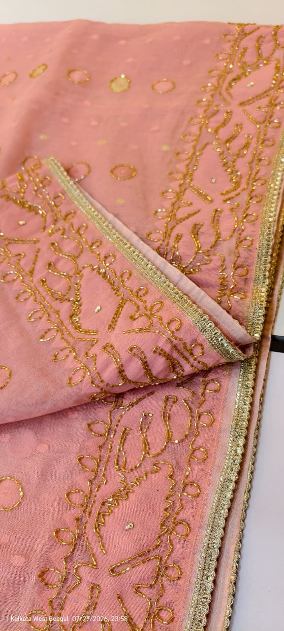 Handcrafted Kardana Jamdani Saree with Karchupi Work