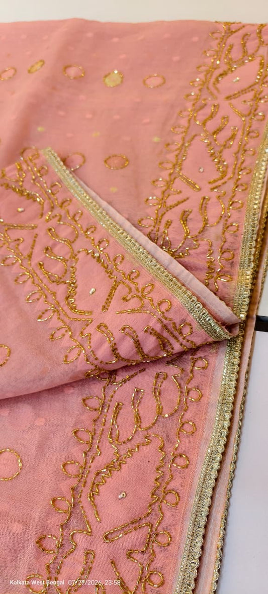 Handcrafted Kardana Jamdani Saree with Karchupi Work