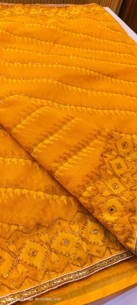 Karchupi work on kardana jamdani saree