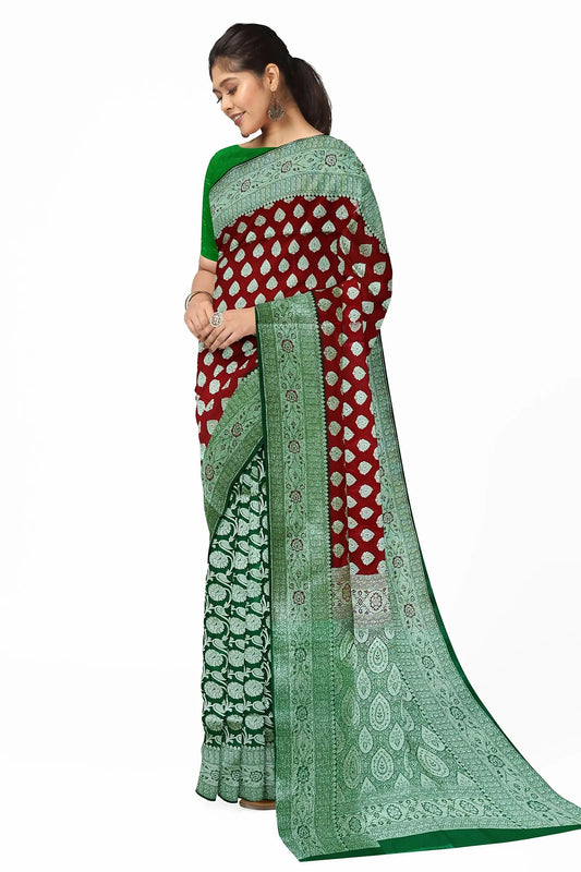 Benarasi silk saree Red Green