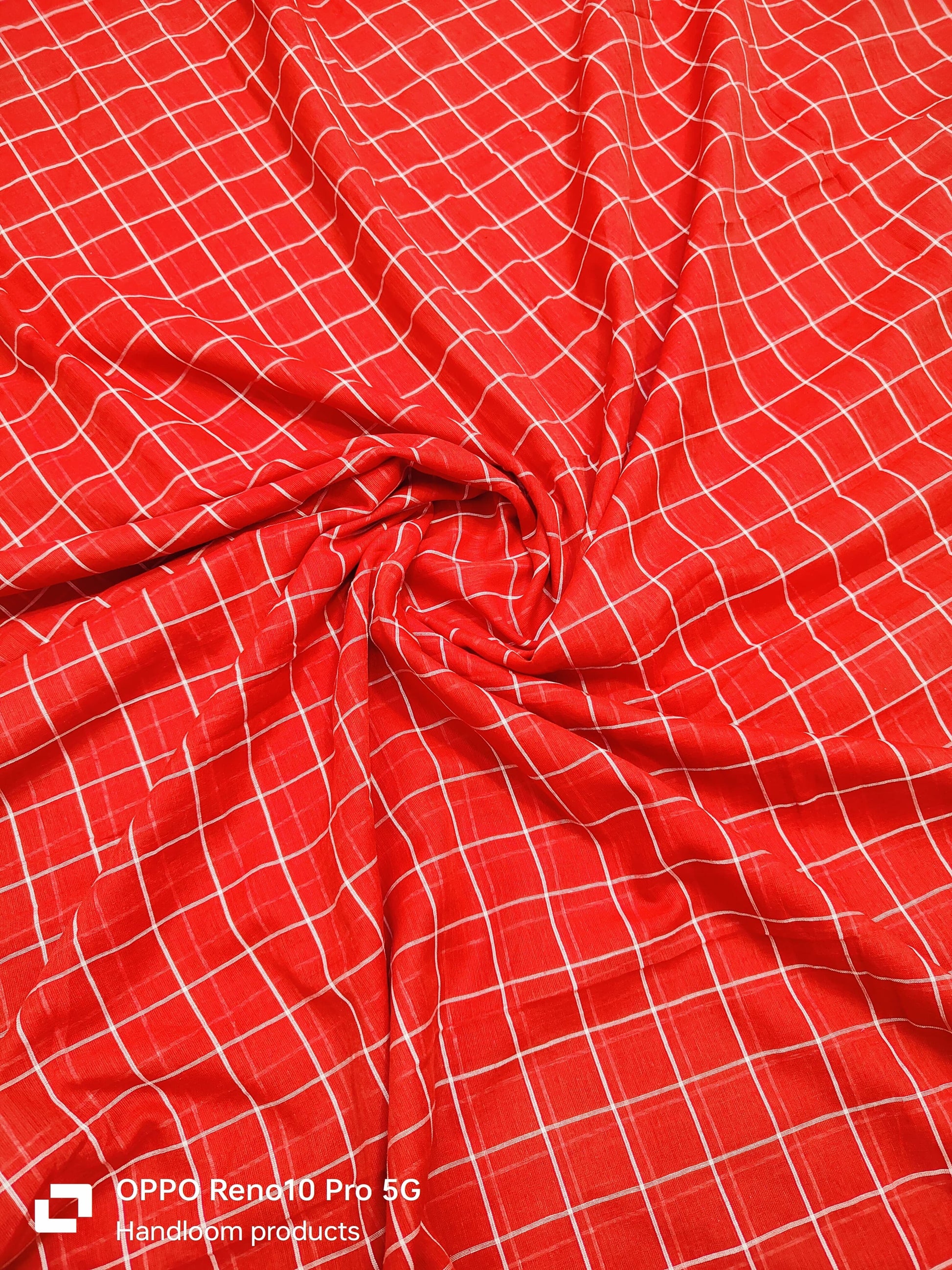 120 count mul cotton check saree no blouse - Mul cotton