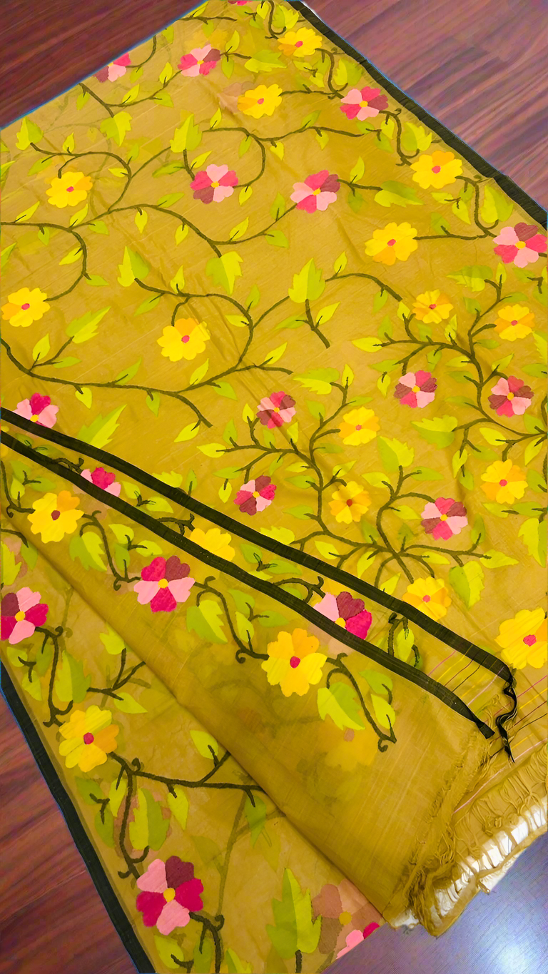 Cotton Tantuj jamdani saree haldi ceremony perfect saree - Tantuj cotton