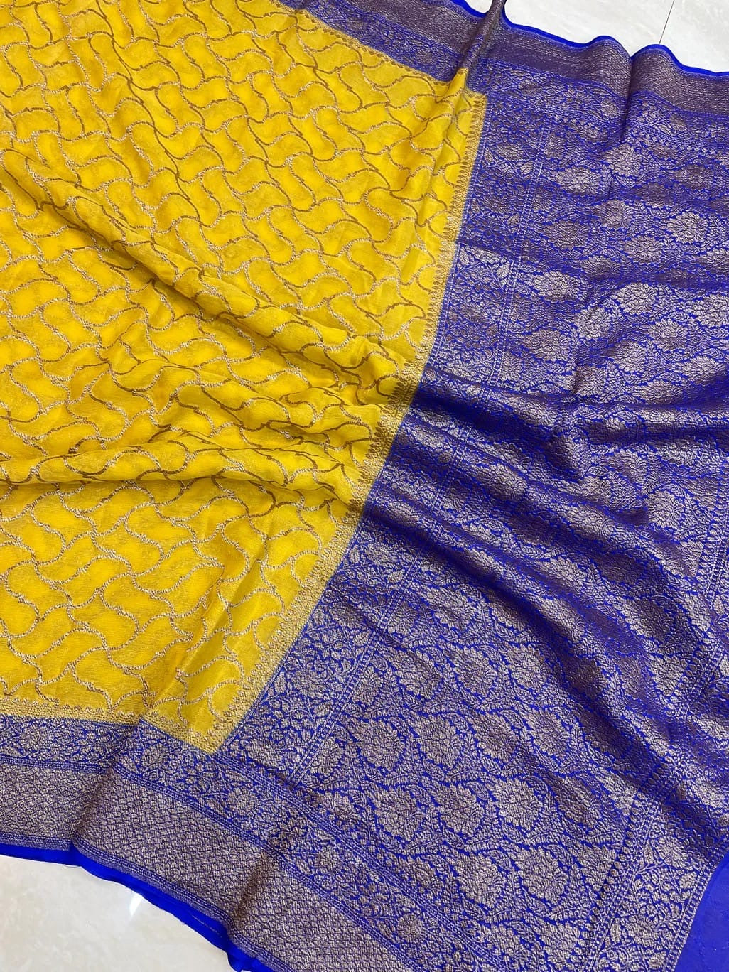 Semi georgette Banarasi silk saree - Banarasi Saree