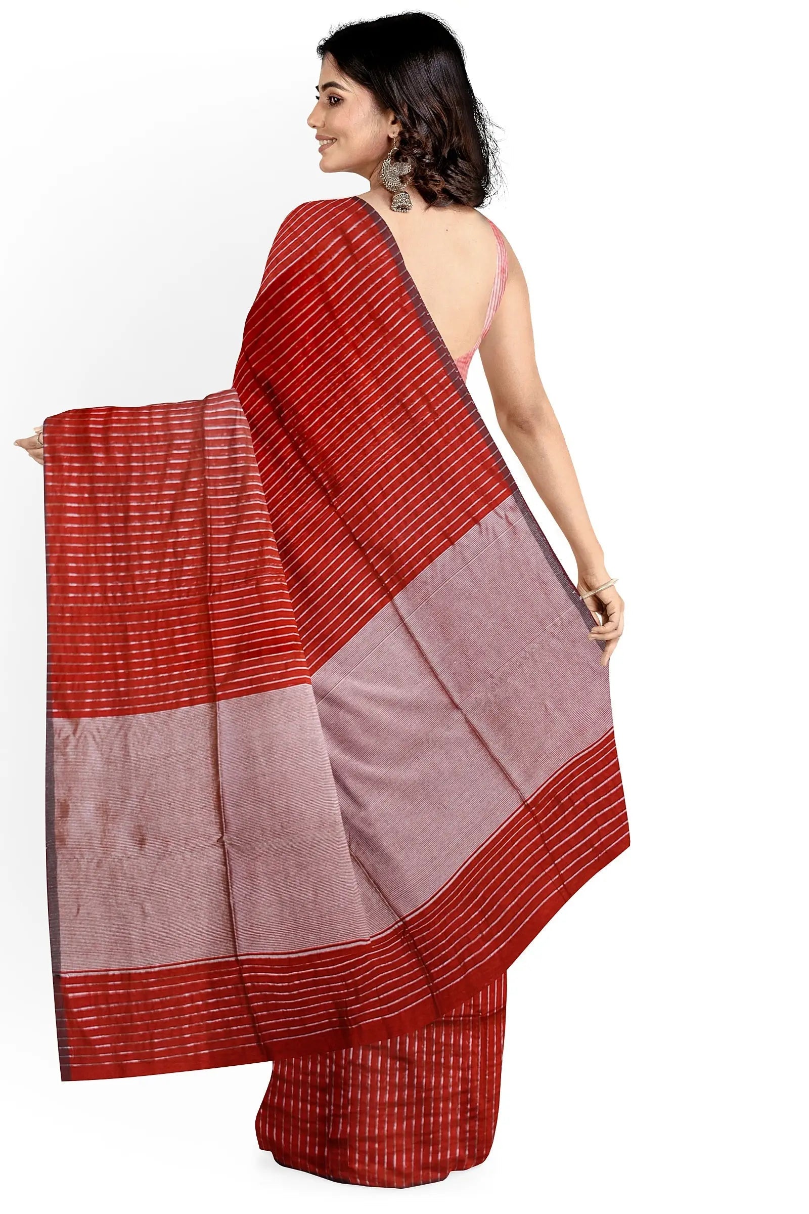 Handloom zari silver check saree Putul's fashion
