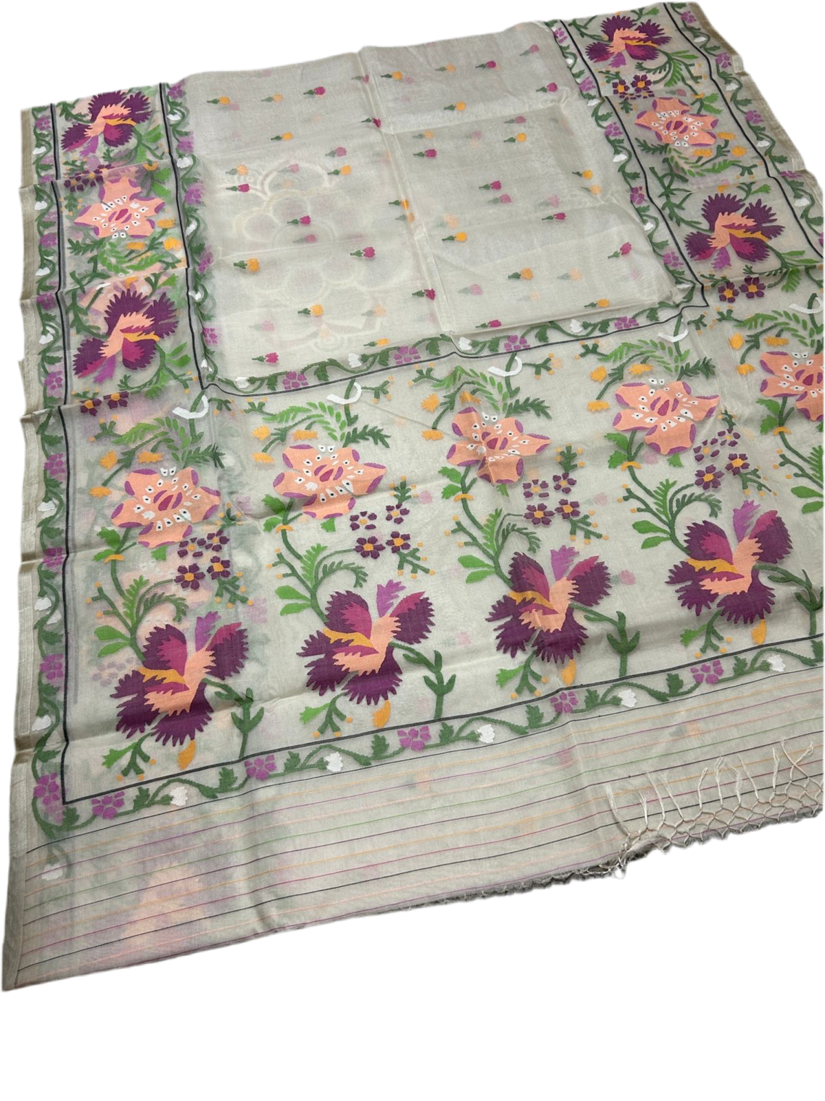 Muslin tantuj hand weaving jamdani saree - Tantuj muslin