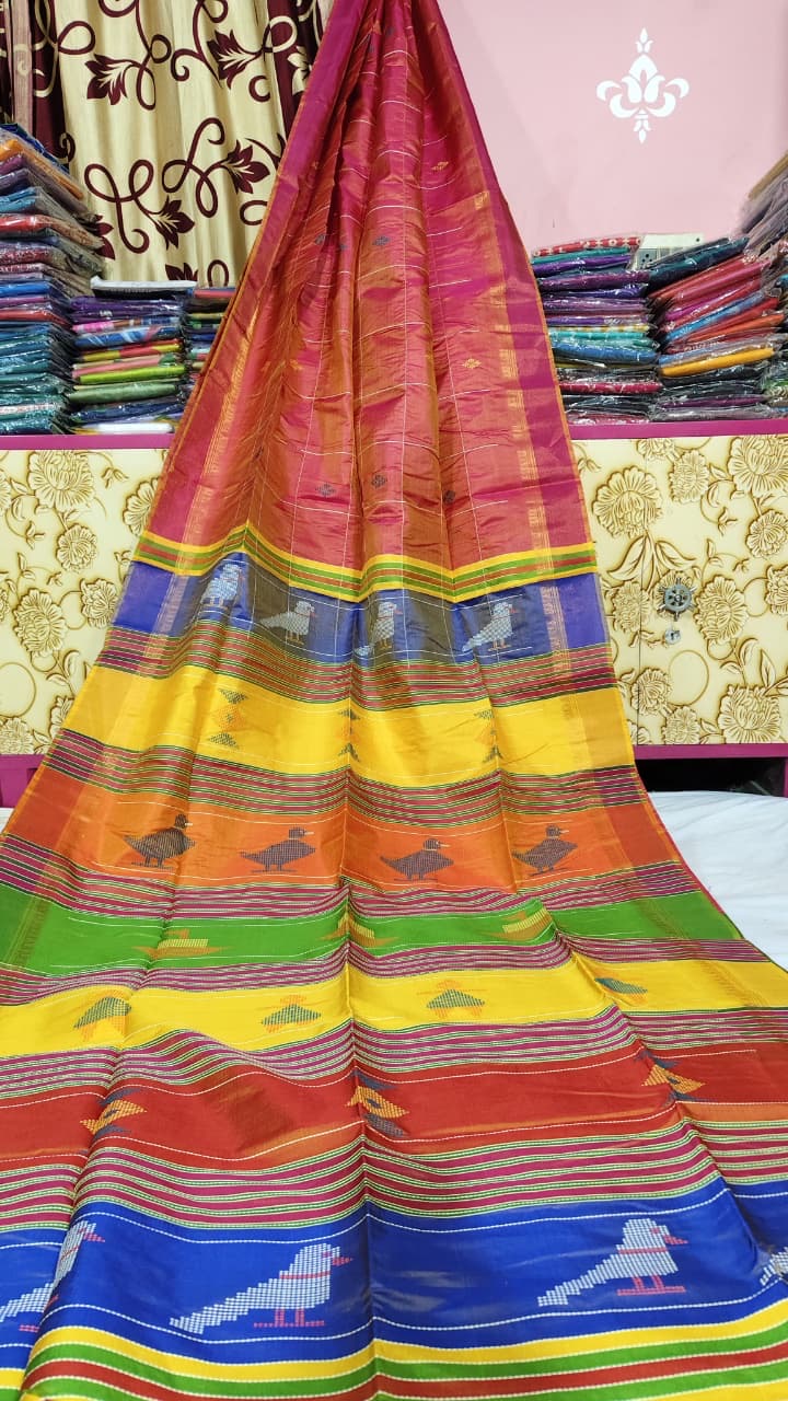 Bishnupur silk katan saree Berhampuri motif saree, weaved in Bengal, silk marked
