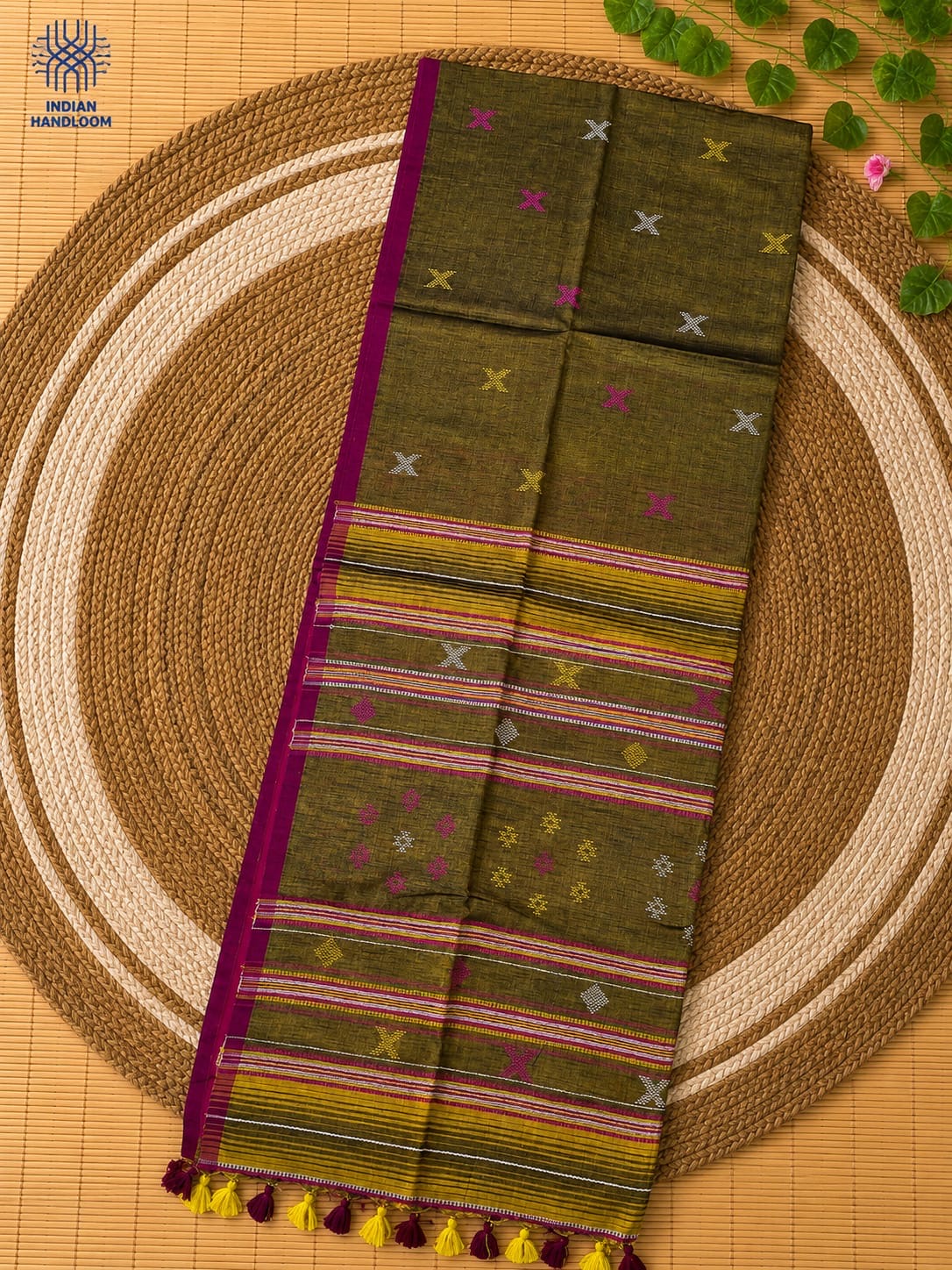 Cotton Tissue Bhujodi Saree with Motif Detail