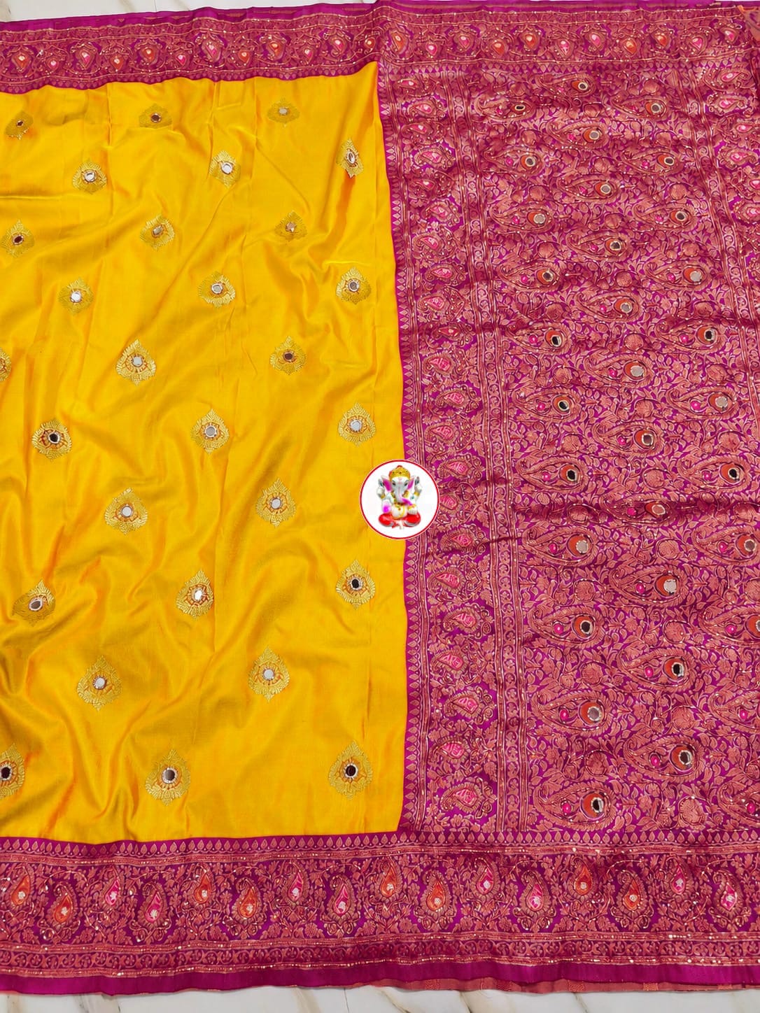 Kardana work katan silk saree