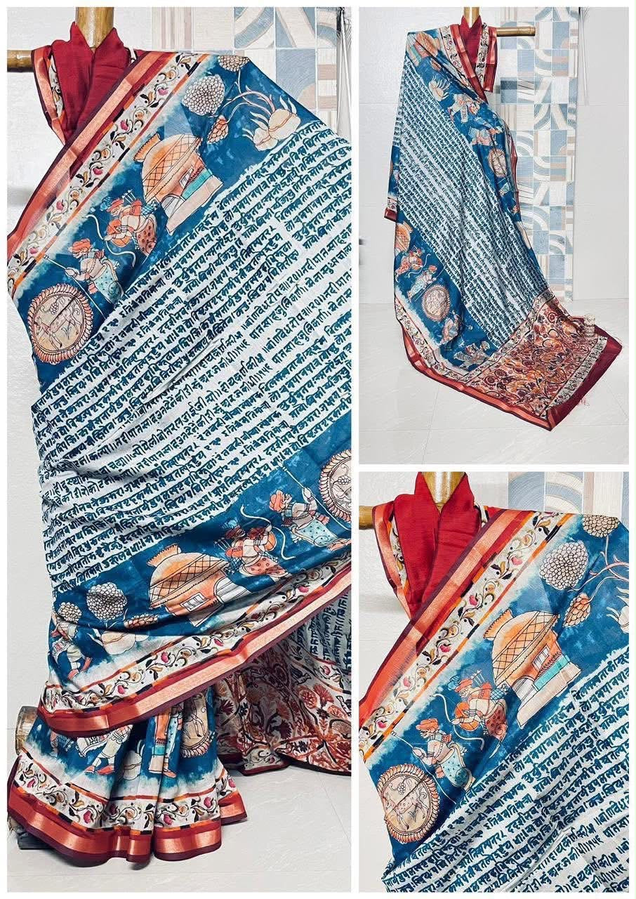 Sanskrit script paint on Chanderi silk
