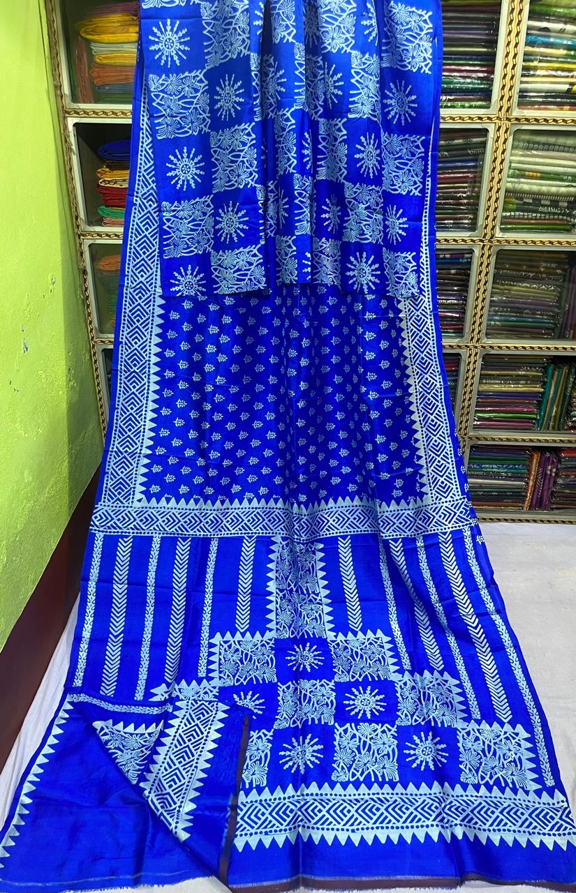 Bishnupur pure silk saree silk mark certified royal blue