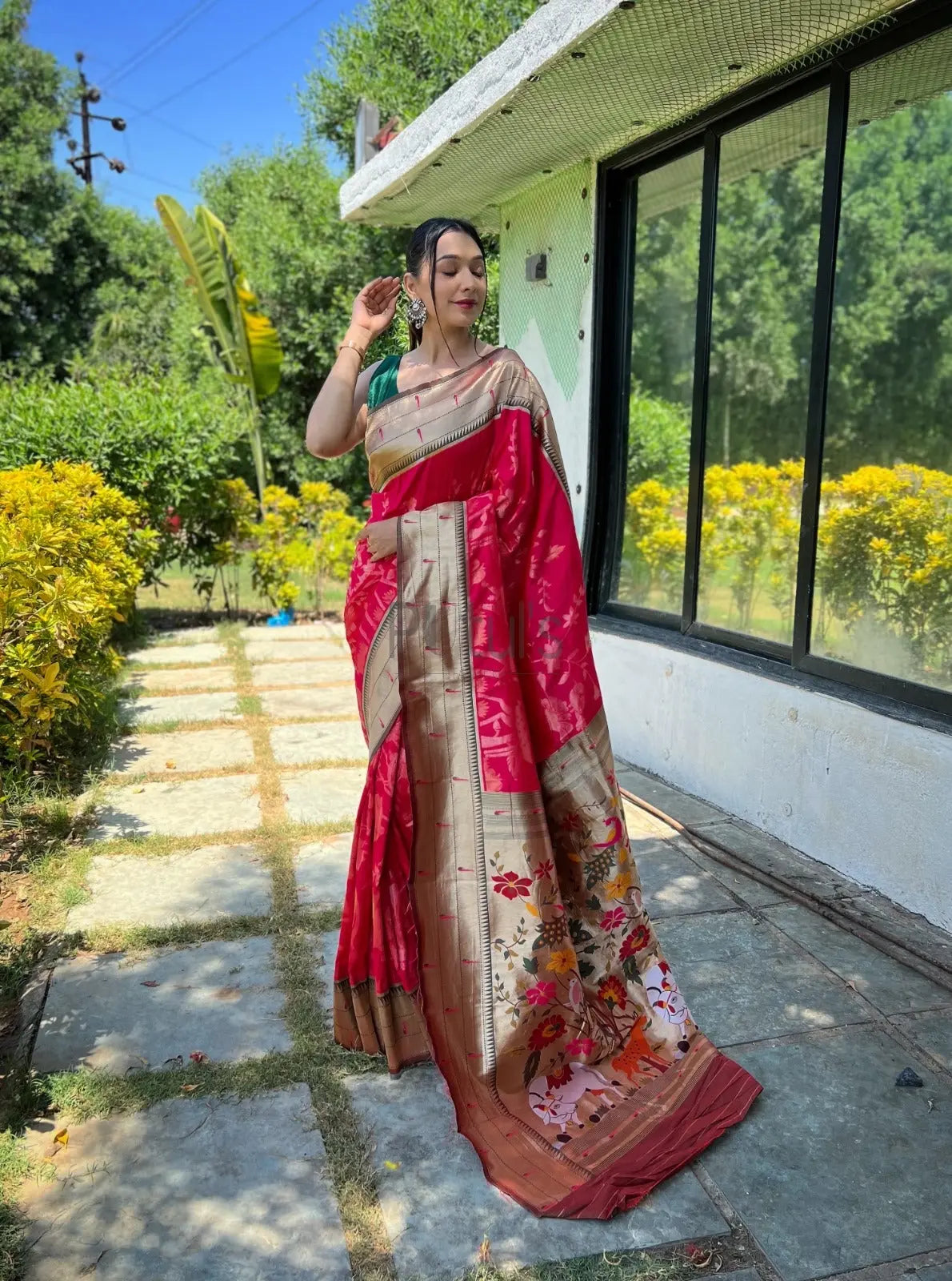3D work on paithani silk saree Putul's Fashion