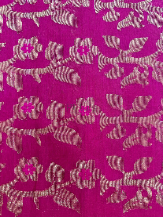 Rani coloured Muslin saree of golden meenakari work Putul's Fashion