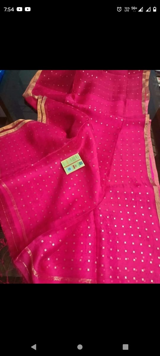Muslin jamdani with sequins weaving saree - Rani