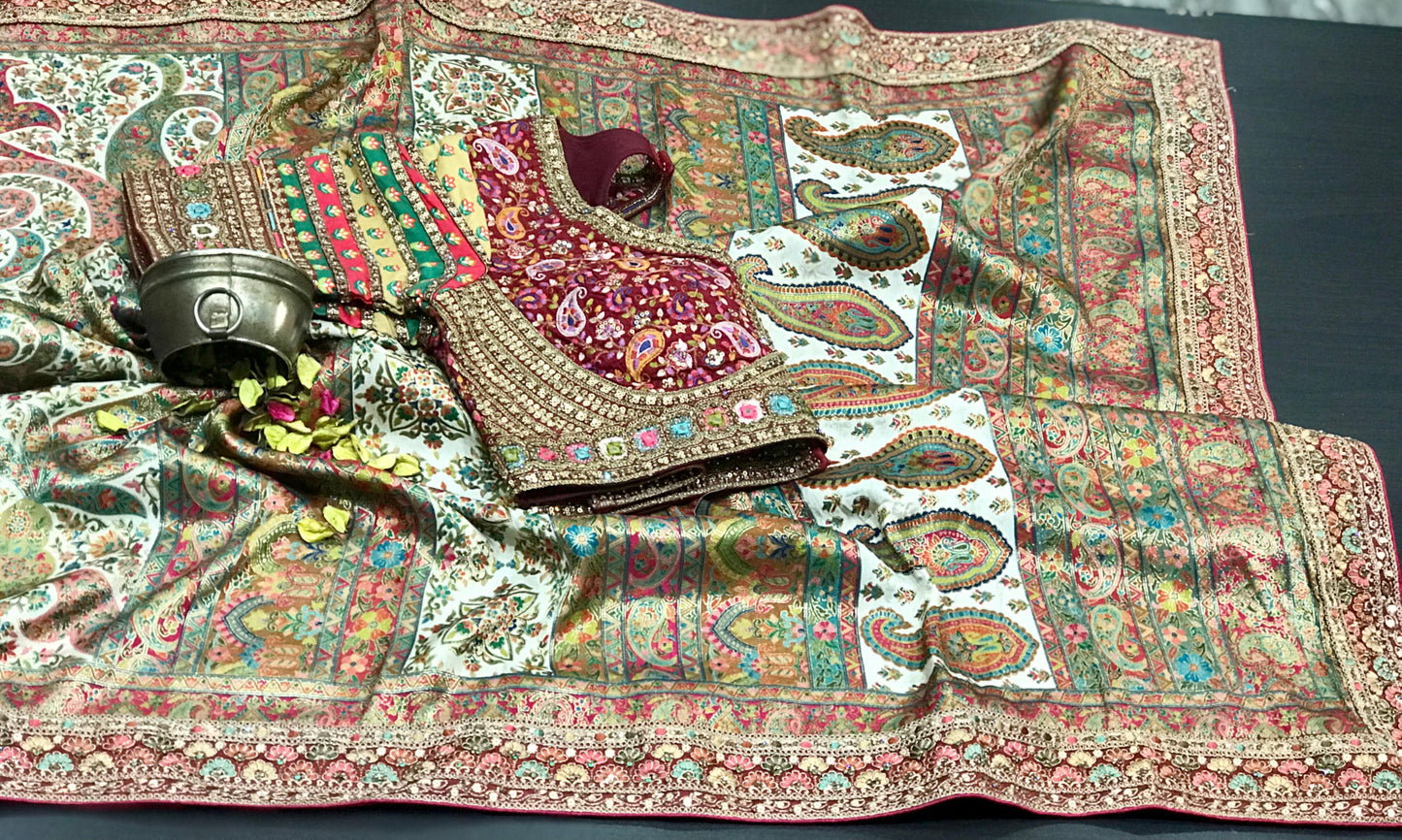 Maharani Kanni Silk Saree with Stitched Blouse