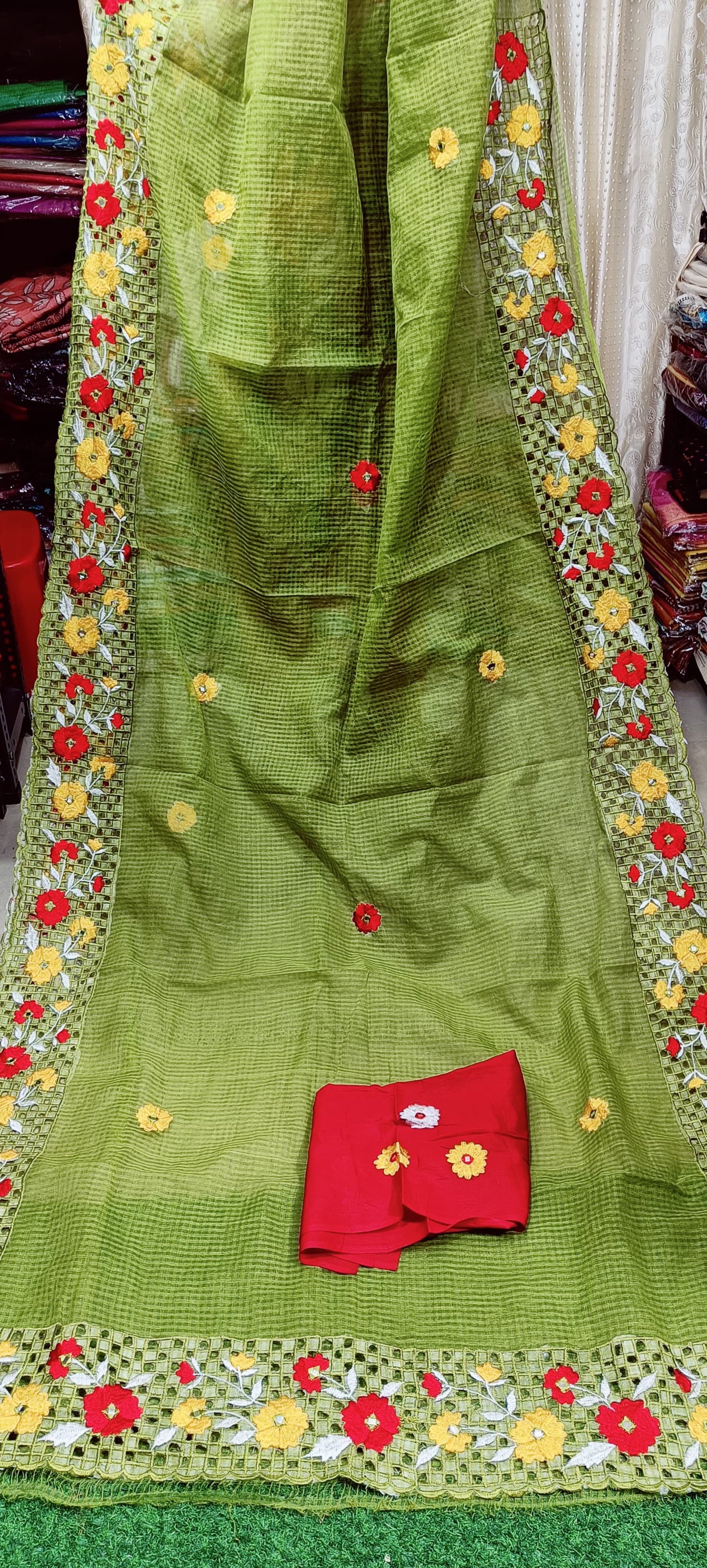 Reshom kota cutwork saree