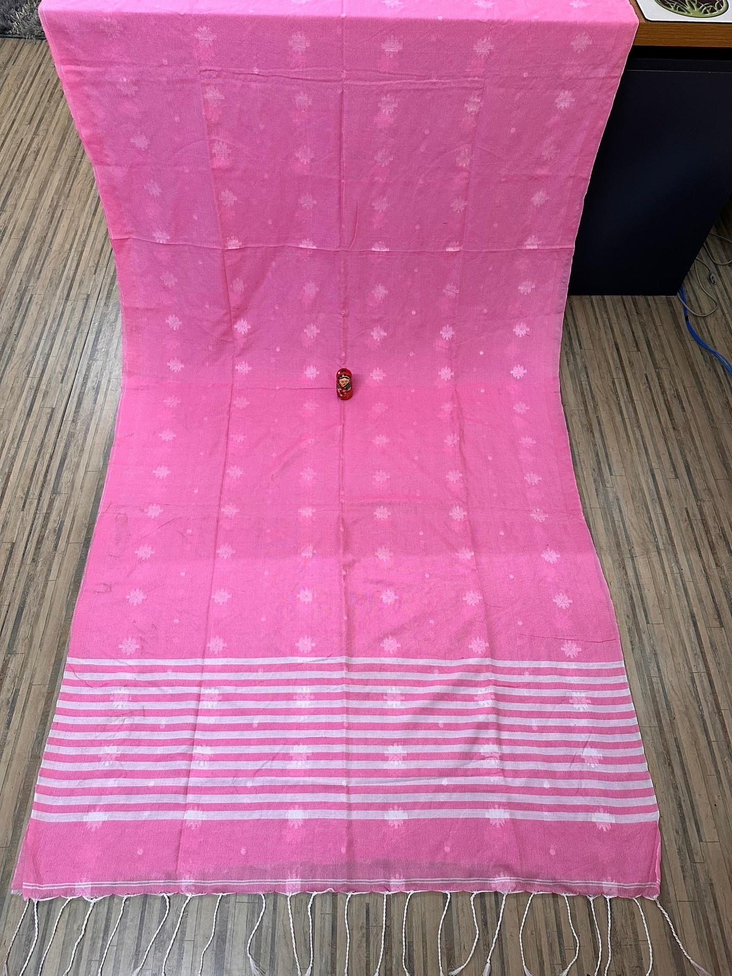 Bridal red Khadi cotton saree from Bengal weavers - Pink - Khadi cotton saree
