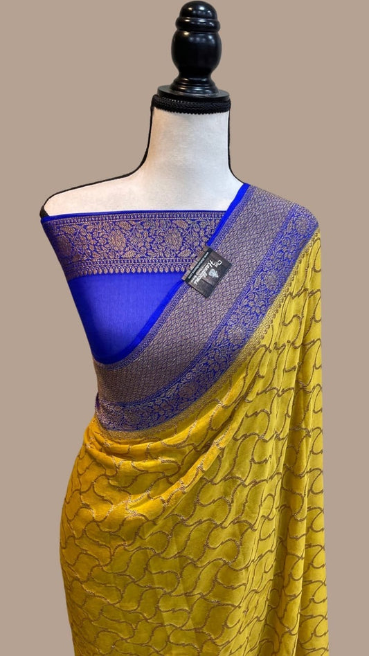 Semi georgette Banarasi silk saree - Banarasi Saree