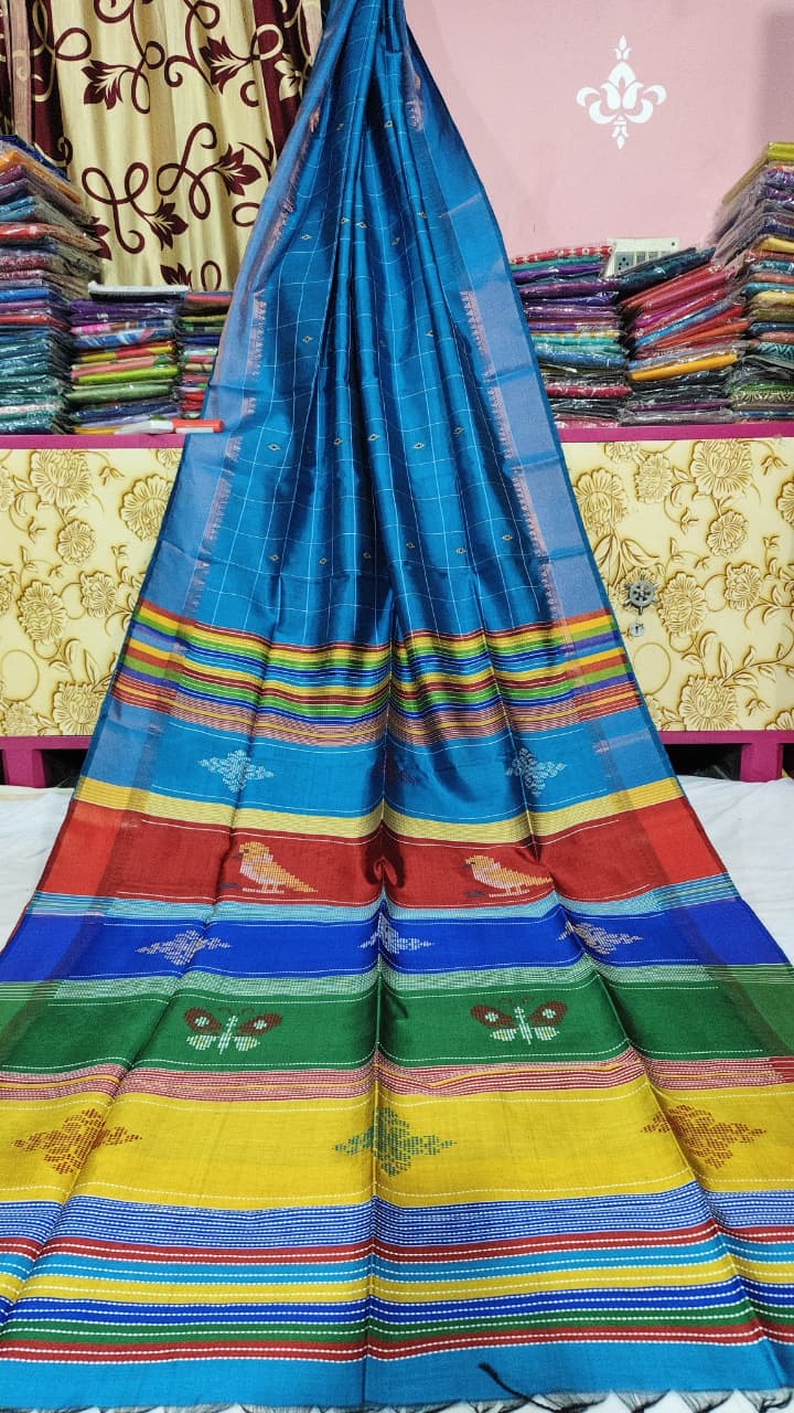 Bishnupur silk katan saree Berhampuri motif saree, weaved in Bengal, silk marked