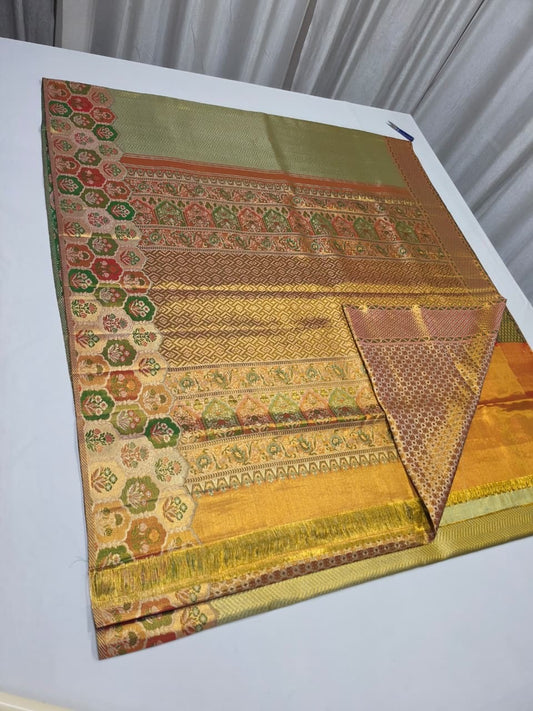4 D meenakari Kanchipuram silk saree, An artistic expression is weaved
