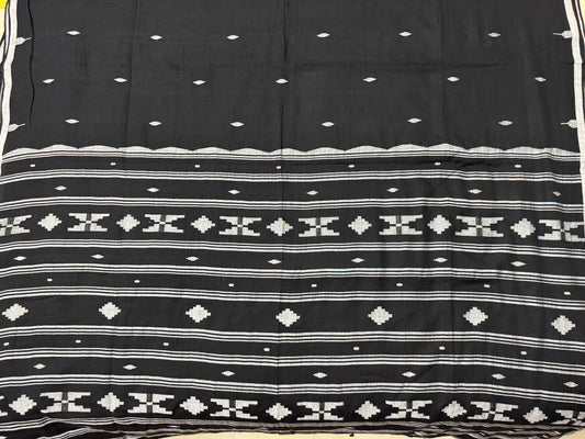 Black coloured cotton jamdani of burdwan