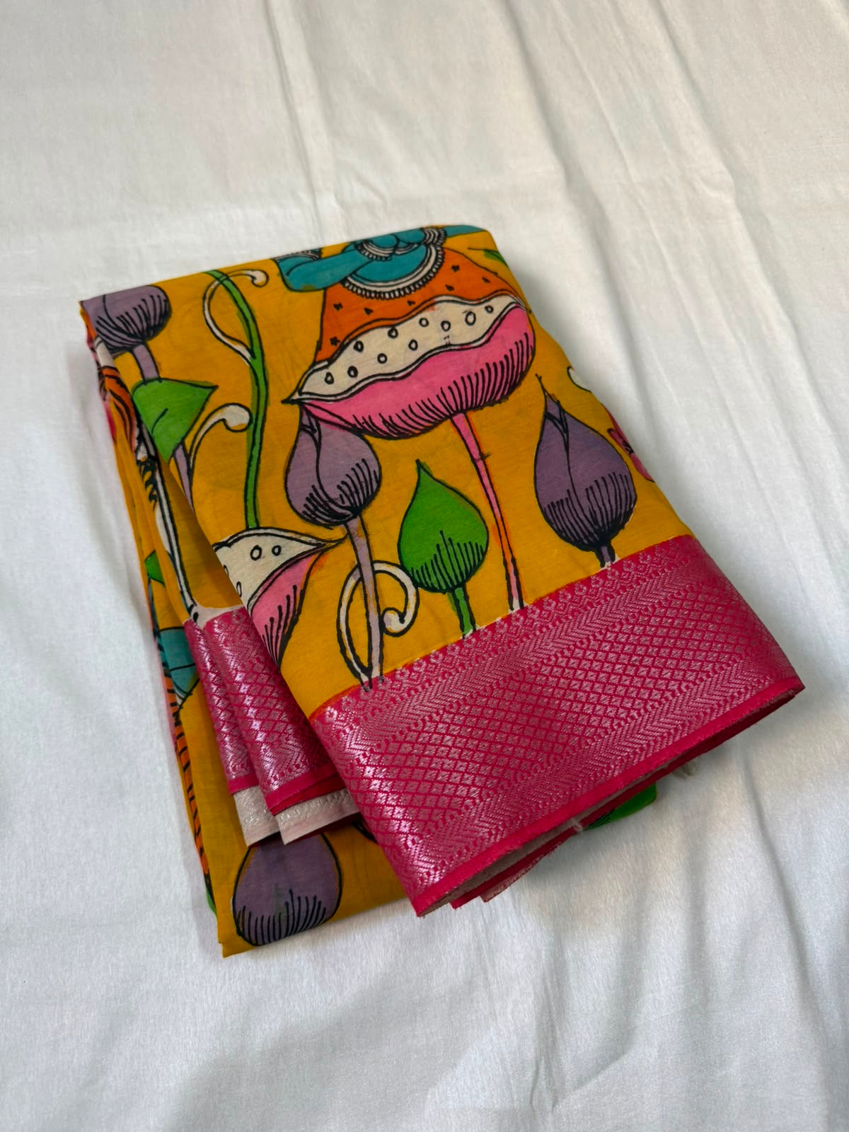 Pen kalamkari bangalore silk saree