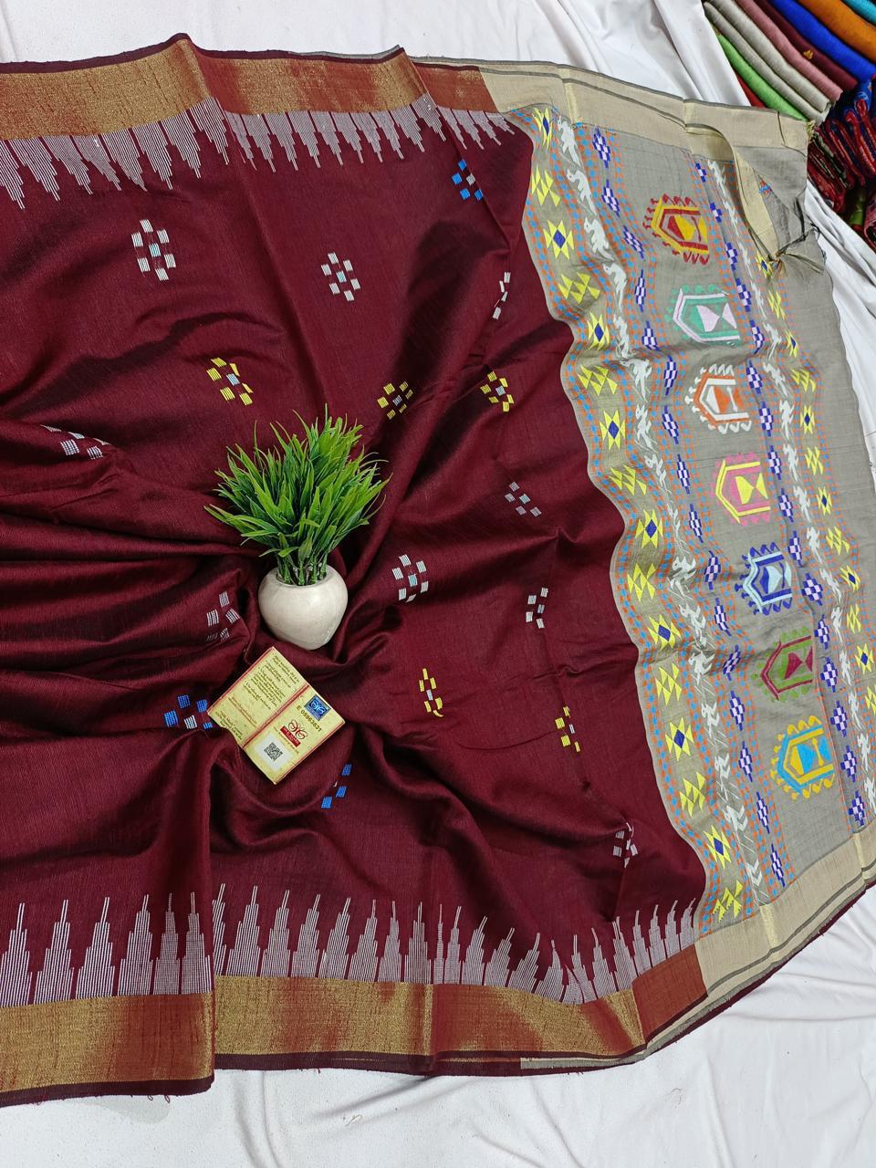 Raw silk from Chattisgarh dolabedi motif silk marked