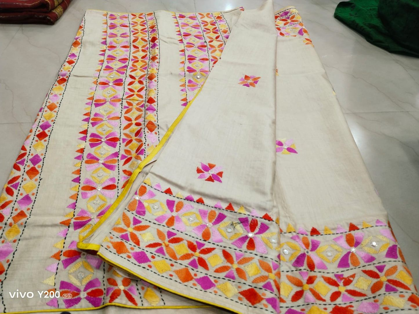 Kathiya work on Gachi tussar saree//Silk mark certified