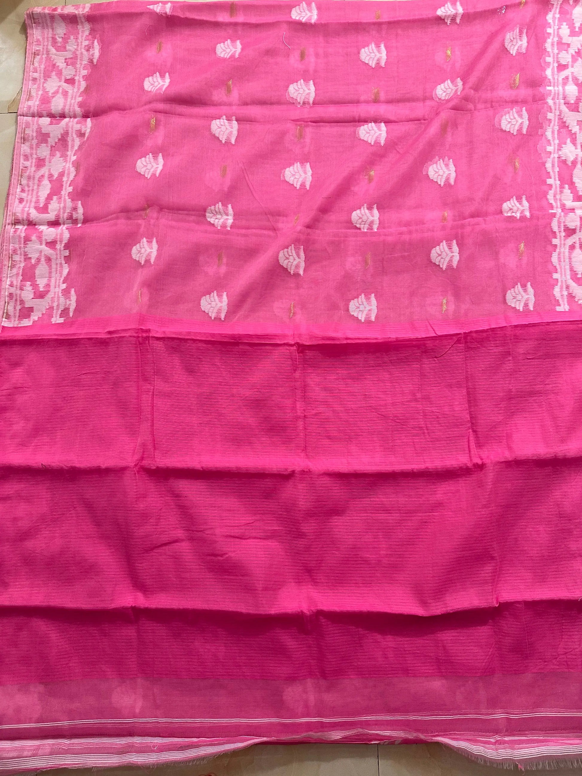 Baby pink handwoven resham dhakai jamdani Putul's Fashion