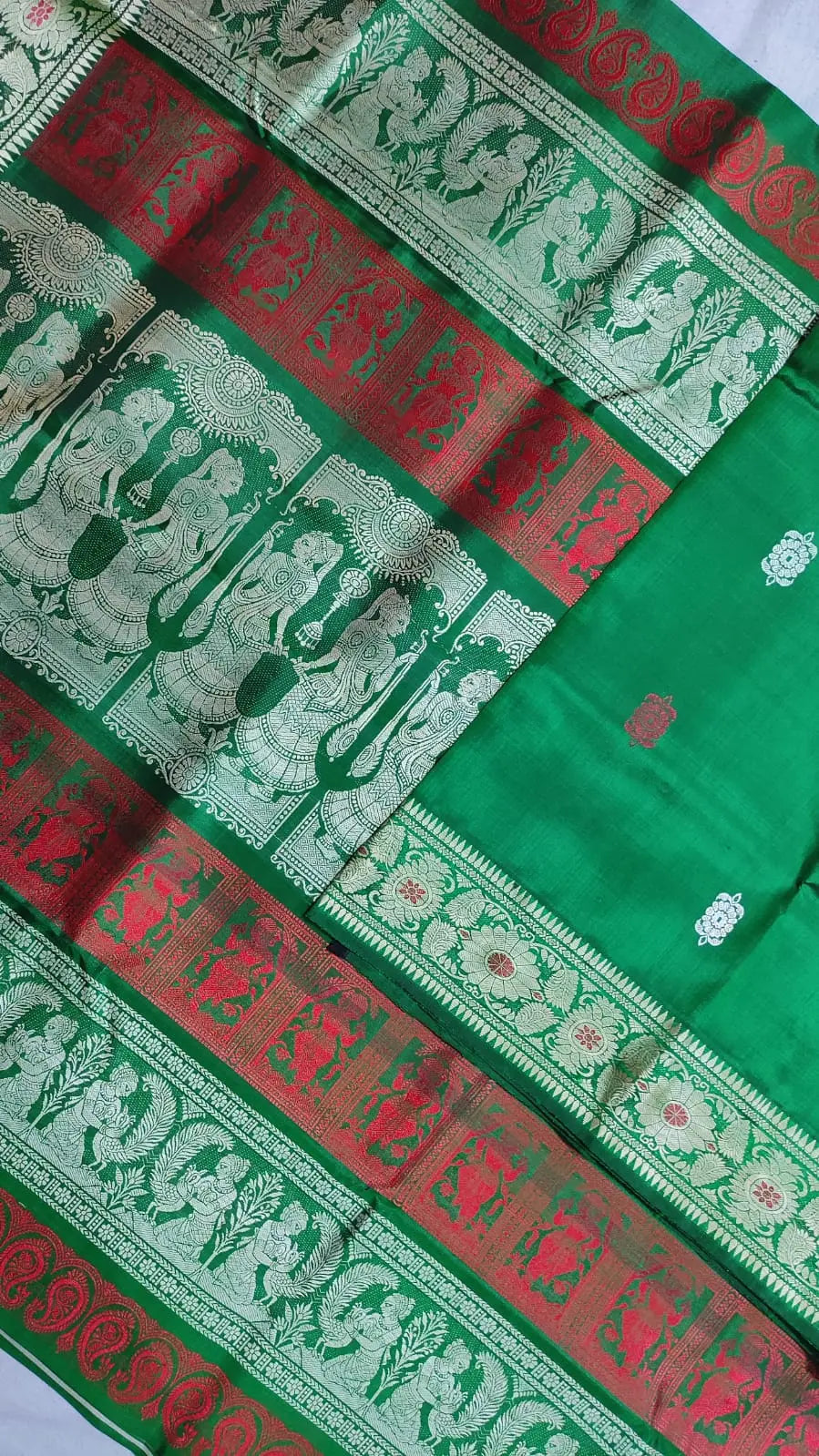 Baluchori saree of Bengal green colour