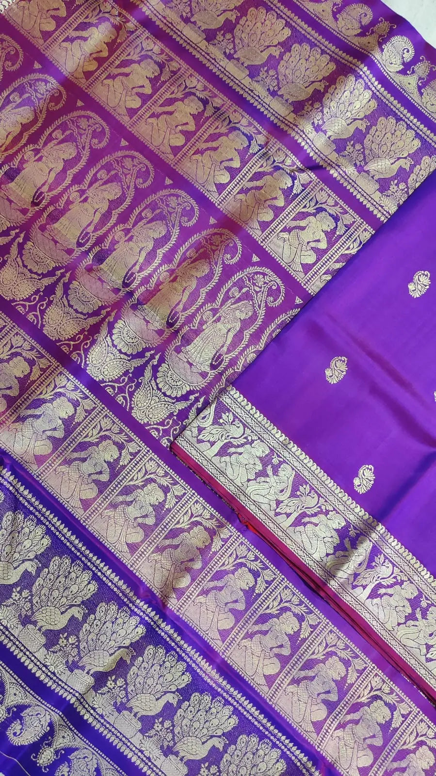 Baluchari saree of Bengal original Violet colour