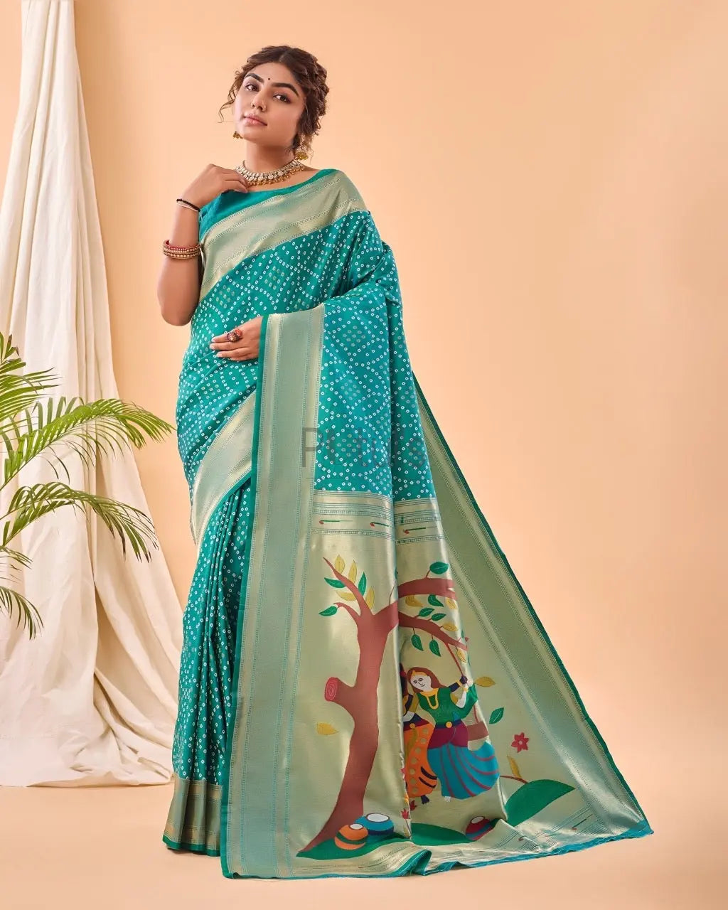 Bandhej Paithani silk saree Putul's Fashion