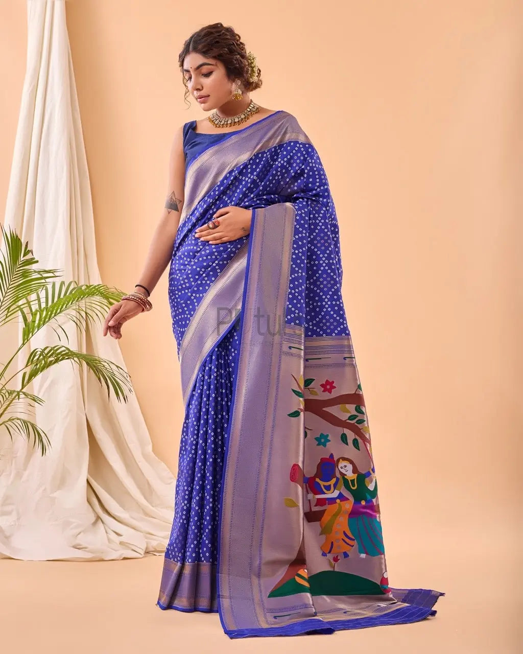 Bandhej Paithani silk saree Putul's Fashion