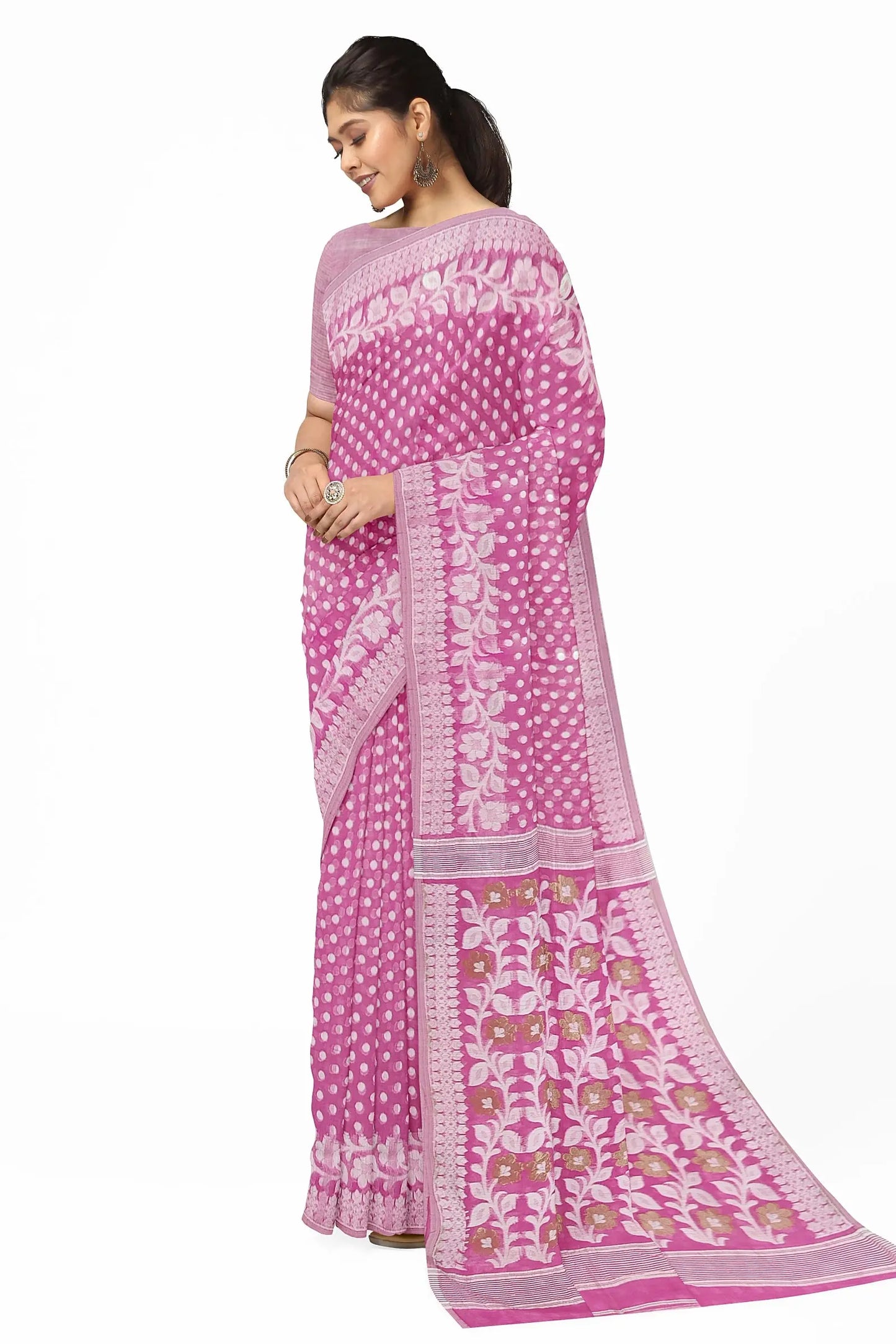 Bengal dhakai Jamdani Nayantara Pink