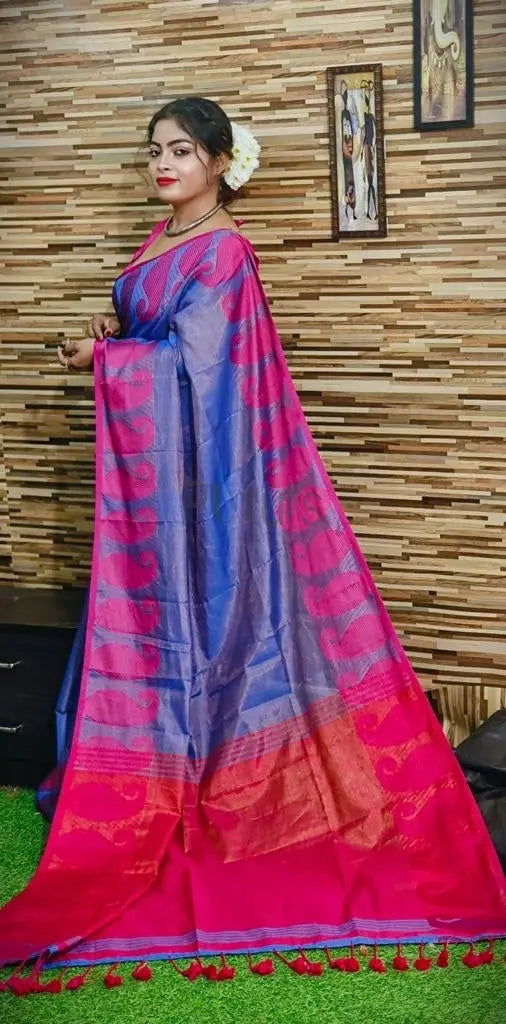 Bengal tissue handloom saree with blouse piece Putul's Fashion