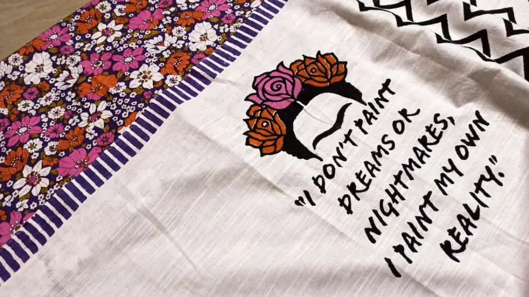 Block print saree of Bengal signature saree..Frida Kahlo Putul's fashion