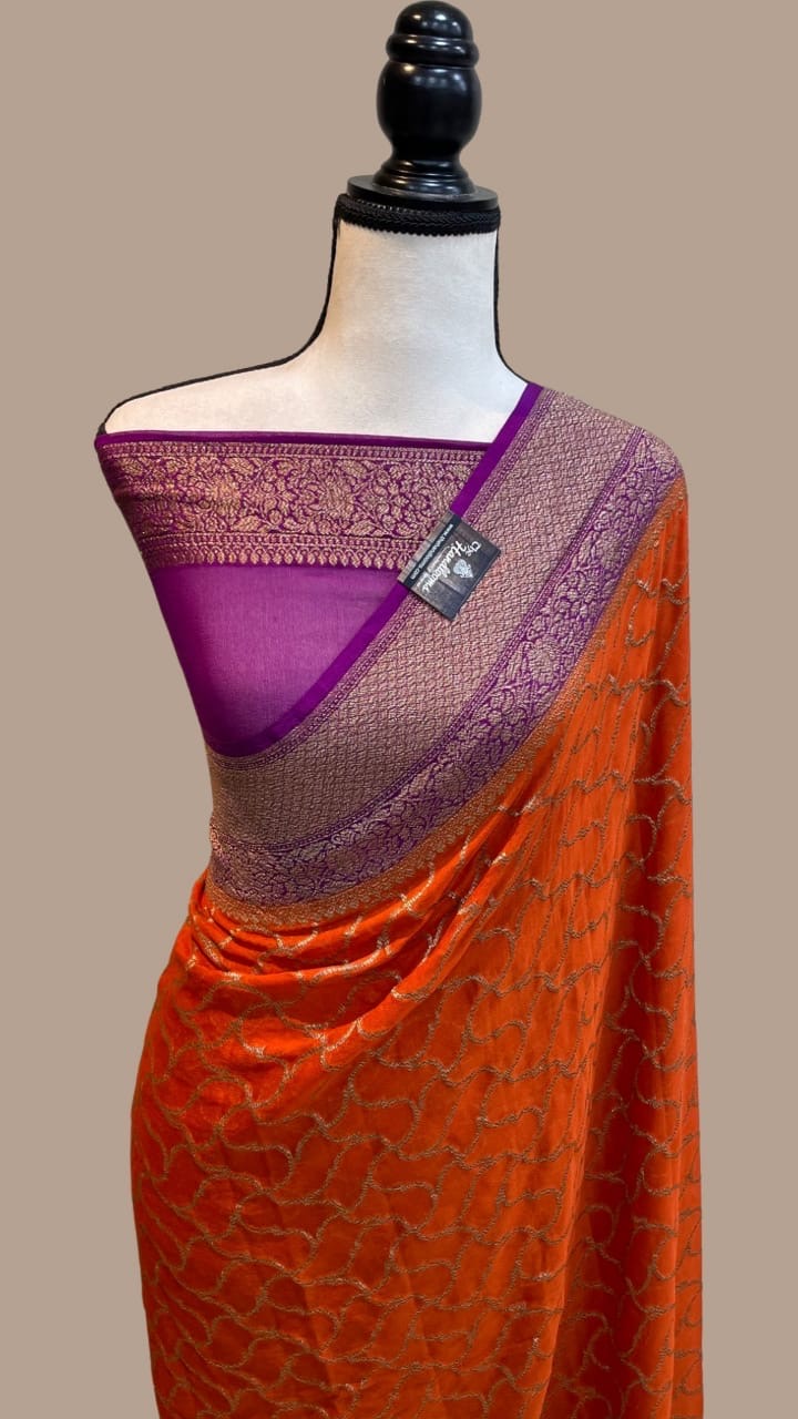 Semi georgette Banarasi silk saree - Banarasi Saree