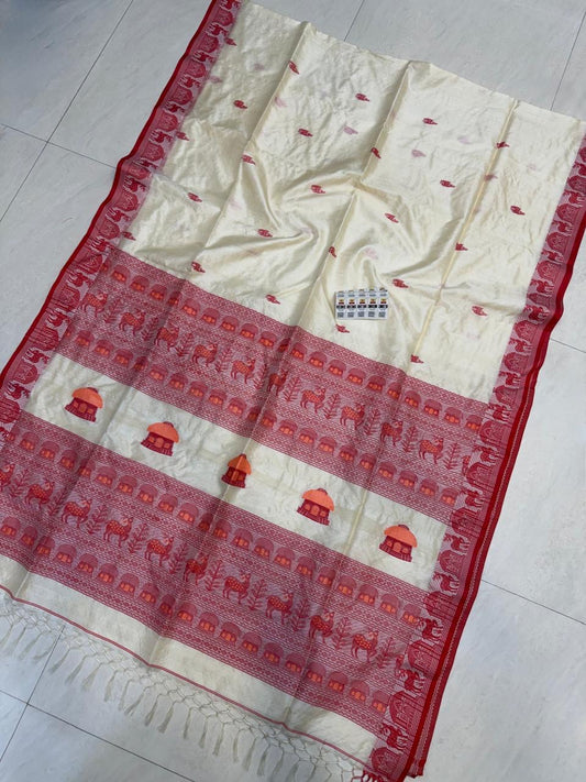 Gachi tussar bi gachi tussar jamdani saree from Bengal
