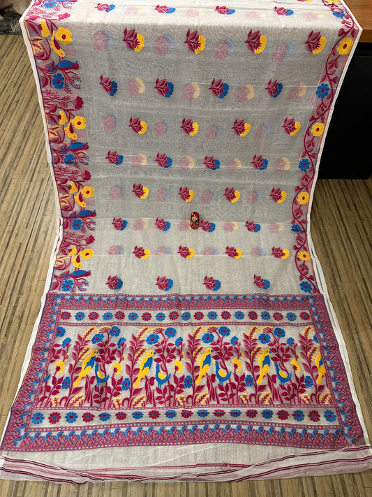 White coloured soft Dhakai jamdani